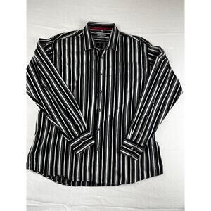 Visconti Uomo Men’s XL Dress Shirt Black Stripe Long Sleeve Cotton p2/28